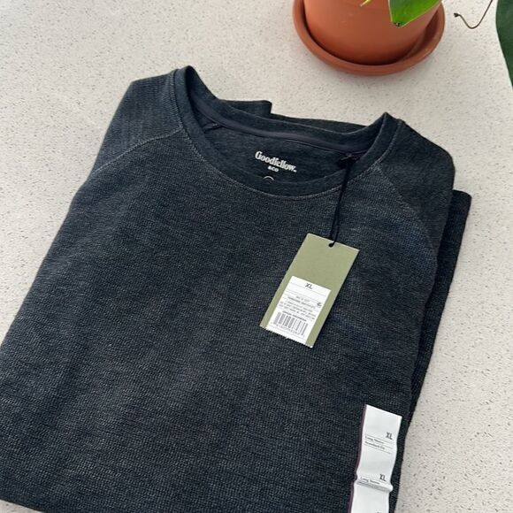 NWT Goodfellow & Co Long Sleeve Textured Crew Neck Gray XL Standard Fit - Picture 9 of 9